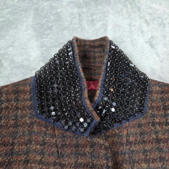 J Crew Schoolboy Blazer 2 Wool Houndstooth Plaid Rhinestone Collar Preppy Jacket - Picture 8 of 15